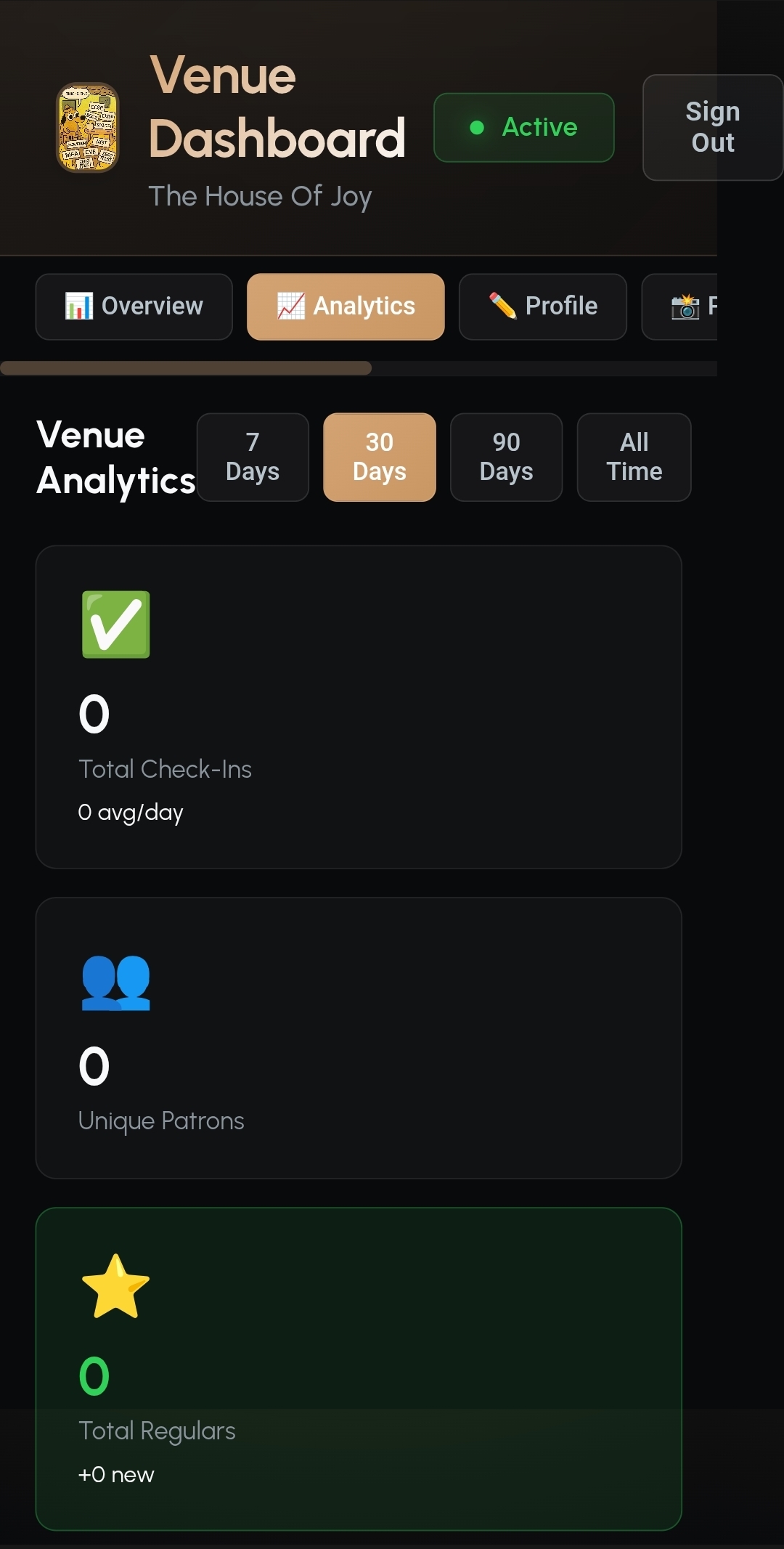 Venue Analytics Dashboard